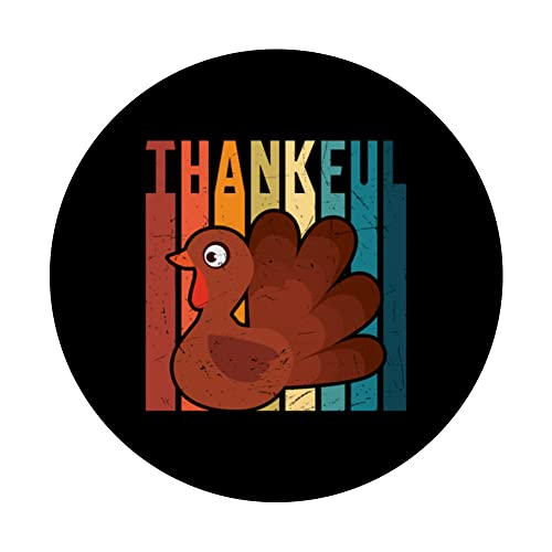 Retro Thankful Turkey Day Thanksgiving Family Kids Matching PopSockets Swappable PopGrip, Black - Image 3