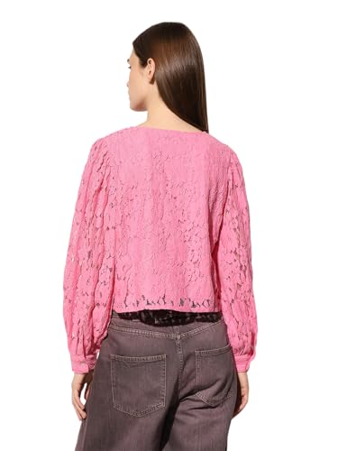 Image of ONLY Women's Lace Self-Design V-Neck Top