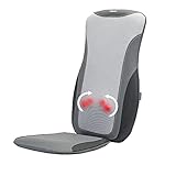 HoMedics Cordless Heated Deep Tissue Shiatsu Massage Cushion with 3 Massage Zones For Full Back Massage Coverage and Rechargeable Battery