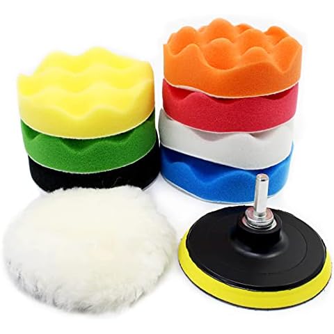 OCR 10Pcs 4 inch Car Polishing Pad Kit, Sponge and Wool Polishing Pad Set with M10 Drill Adapter, Car Buffer Polisher Kit Drill Buffing Kit for Car Polishing,Waxing,Sealing Glaze Cover