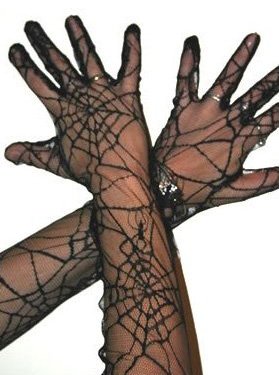 Preisvergleich Produktbild 300017 Spider Handschuhe Spinnennetz, Hexe, Spinne