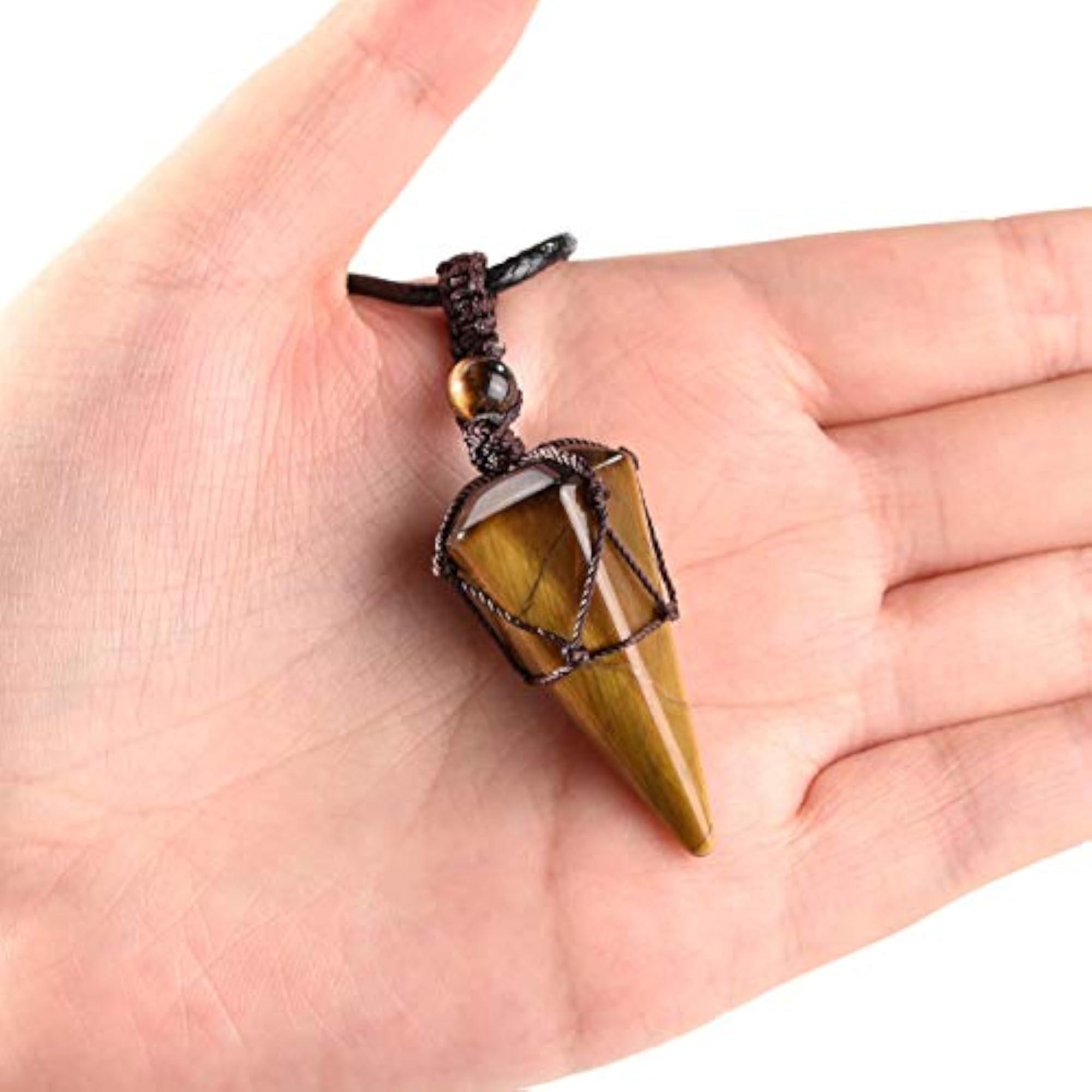 6 Facet Reiki Healing Crystal Pointed Pendant Necklace
