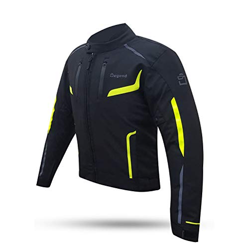 DEGEND SPORT Negra Flúor | Chaqueta Moto Hombre con Protecciones - Chaqueta Impermeable Transpirable y Cortavientos Ropa de Motociclista - Chaqueta Motera Hombre Color Negro Flúor - Tallas (S-XXXL) Cover