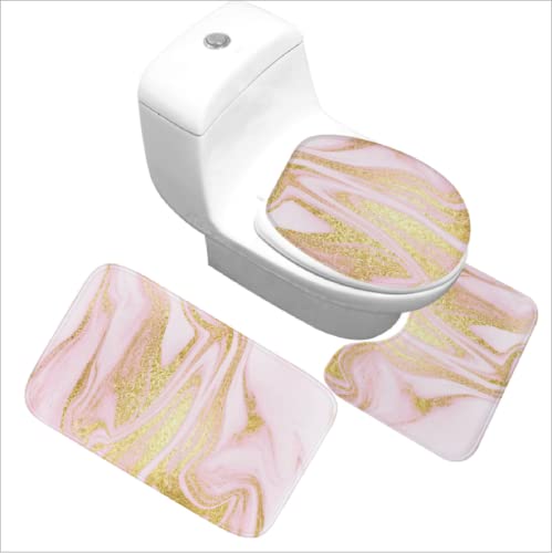 Badematten Set 3 teilig,Toilettenmatte Set,3er Badgarnitur Badezimmer Matte Set Dusch Bade Matte Vorleger Teppich 3D…