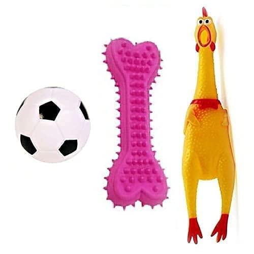 Woofy Dog & Puppy Rubber Chew Toys Combo- Football, Silicon Dumbbell, Squeaky Chicken Small - Combo of - 3 (B0B1JGT2NP) Amazon Price History, Amazon Price Tracker