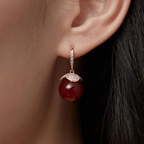 Pendientes de ágata roja retro EKSED para estilizar el rostro en eventos formales 6