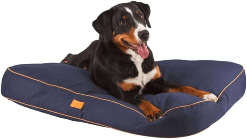 Kerbl Jerome Bed Cushion, 80 x 60 x 6 cm, Navy/Cognac