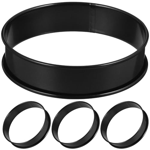 OSALADI Anillos para Hornear Muffins Inglés 4 Piezas Acero Inoxidable 10 Cm Diámetro Interior Antiadherente Anillos de Cocina para Repostería y Utensilios de Cocina