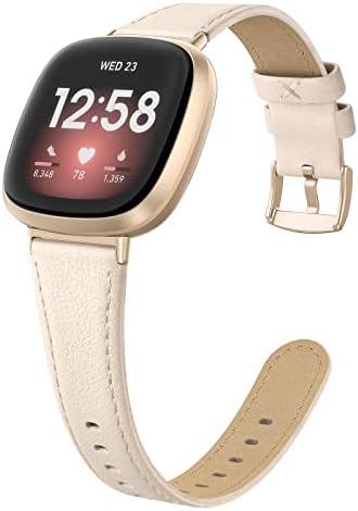 EDIMENS Leather Straps Compatible for Fitbit Versa 3 / Fitbit Sense Strap for Women Men, Genuine Leather Strap Compatible with Fitbit Versa 3 / Sense Replacement Wrist Bands