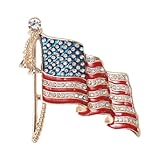 Sparkle American Flag Brooches for Women Enamel Patriotic Pins Casual Accessory Gifts (Golden)
