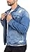 X RAY Mens Denim Jacket, Washed Ripped Distressed Flex Stretch Casual Trucker Biker Jeans Jacket for Men, Medium Blue - Ripped, Medium
