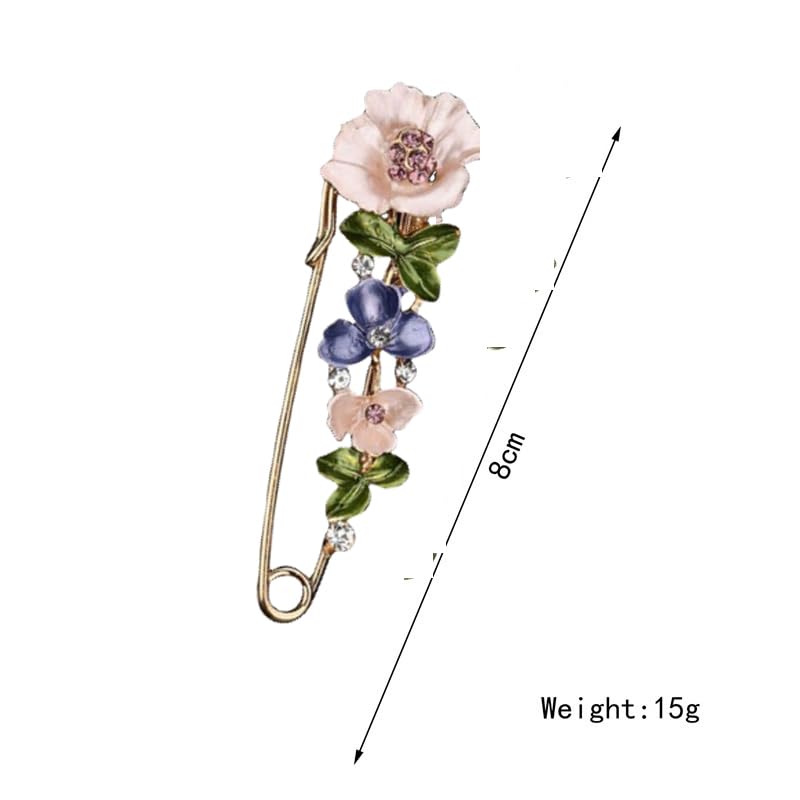 Image of Crystal Flower Brooch Sweater Shawl Brooch Collar Safety Pin Stylish Chic Multi-colored Tulip Flower Pin Rhinestone Enamel Brooch Wedding Party Accessories Jewelry for Women