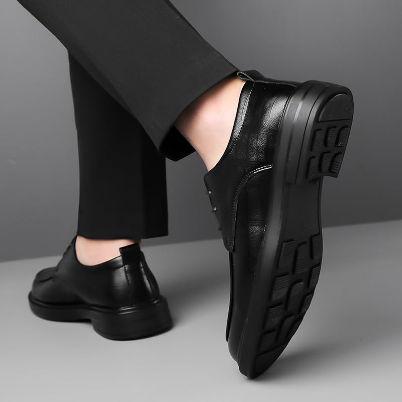 Men's Oxford Shoes Mens Patent Leather Wingtip Brogue Dress Shoes Lace-Up Lightweight Casual Walking Derby Shoes for Men(Black,7)3