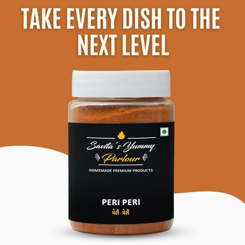 Image of Savita's Yummy Parlour Jain Peri Peri Masala - 100g | No Onion No Garlic | Homemade Premium Spice Blend for Fries, Popcorn, Pasta, Snacks & More