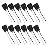 Lurrose Portalámparas E27 impermeable de 12 piezas: portalámparas negro con cable - Portalámparas de rosca resistente para exteriores y zonas húmedas