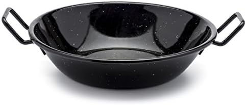 Zinel 4506 Pan Kadai/Wok with Handles, Enamel, Black/White Dots, 30cm