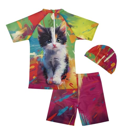 Boys Girls 3 Piece Swimsuit Summer Beach Rash Guard Swim Set Quick Dry Swimwear Bathing Suits Kids 5-142