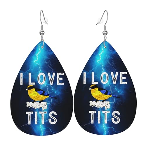 I Love Tits Teardrop Leather Earrings Lightweight Dangle Earrings For Women