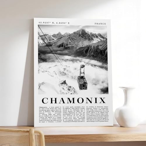 Toile Chamonix noir et blanc 40,6x61cm pour transformer un mur vide en œuvre