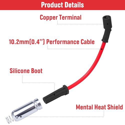 Ozikutech High Performance Spark Plug Ignition Wires Set Fit for 2000-2021 Chevy Silverado Tahoe Suburban Avalanche GMC Sierra Yukon Cadillac Escalade 4.8 5.3 6.0 6.2 V8, Replace OEM# 9748HH 19431551