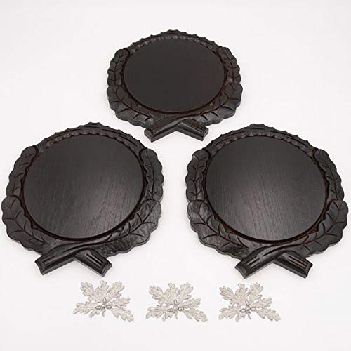 GTK - Juego de 3 placas de cuña talladas oscuras AF 19 cm con 3 hojas de roble de 6 hojas, portada de cuñas, tabla de especias, cartel para trofeos