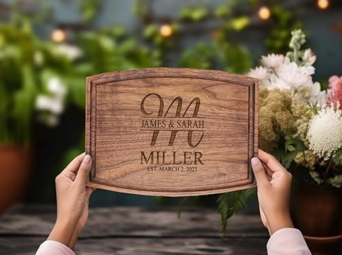 Tabla de Cortar Personalizada - Regalo de Boda, Aniversario, Inauguración - Diseño Personalizado con Iniciales Familiares - Hecha en USA miniatura 4