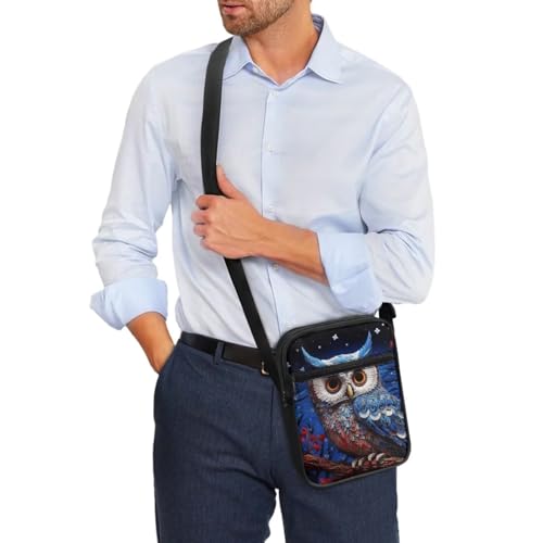 Owl Print Crossbody Bags for Women Waterproof Satchel Messenger Bag with Zipper Pockets3