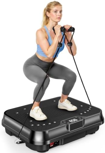 HomeFitnessCode Vibrationsplatte Klein Rüttelplatte Fittness für Zuhause | Vibrationstrainer Fitnessgeräte mit Mehreren Stufen + Vorprogrammen für Muskelaufbau Ganzkörpertraining F