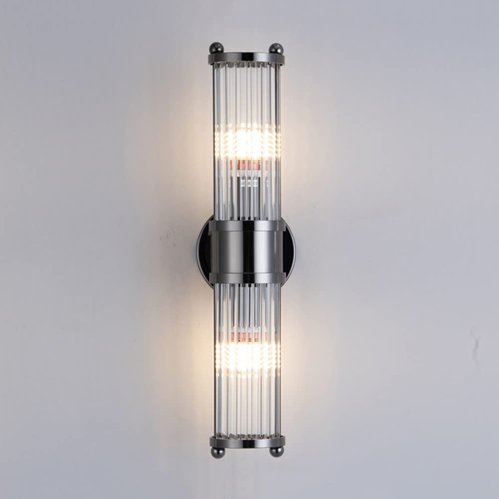 HPTHLY Wall Sconce Lamp Indoor Lighting Fixture, Crystal Design For Bedroom, Living Room, Hallway - E14 Wall Light (Chrome)