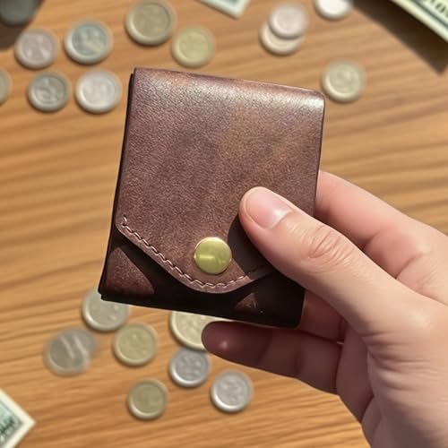 Vintage Handmade Leather Wallet For Men,Ultra Thin Minimalist Wallet,With Compact Built-in Pen Slot And Leather Business Card Holder.(Wallet with pen)4