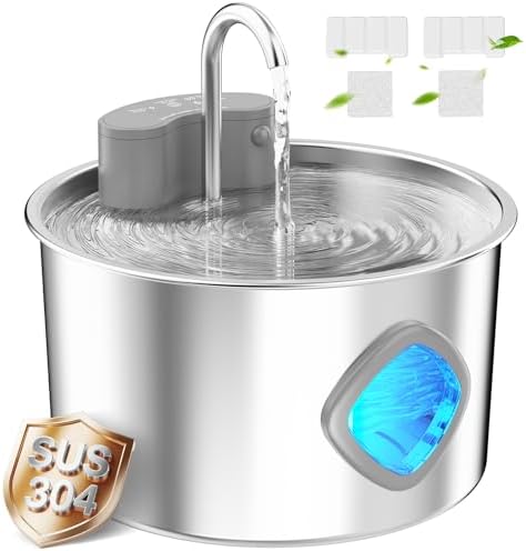 Wireless Stainless Steel Cat Water Fountain for Drinking, 108oz/3...