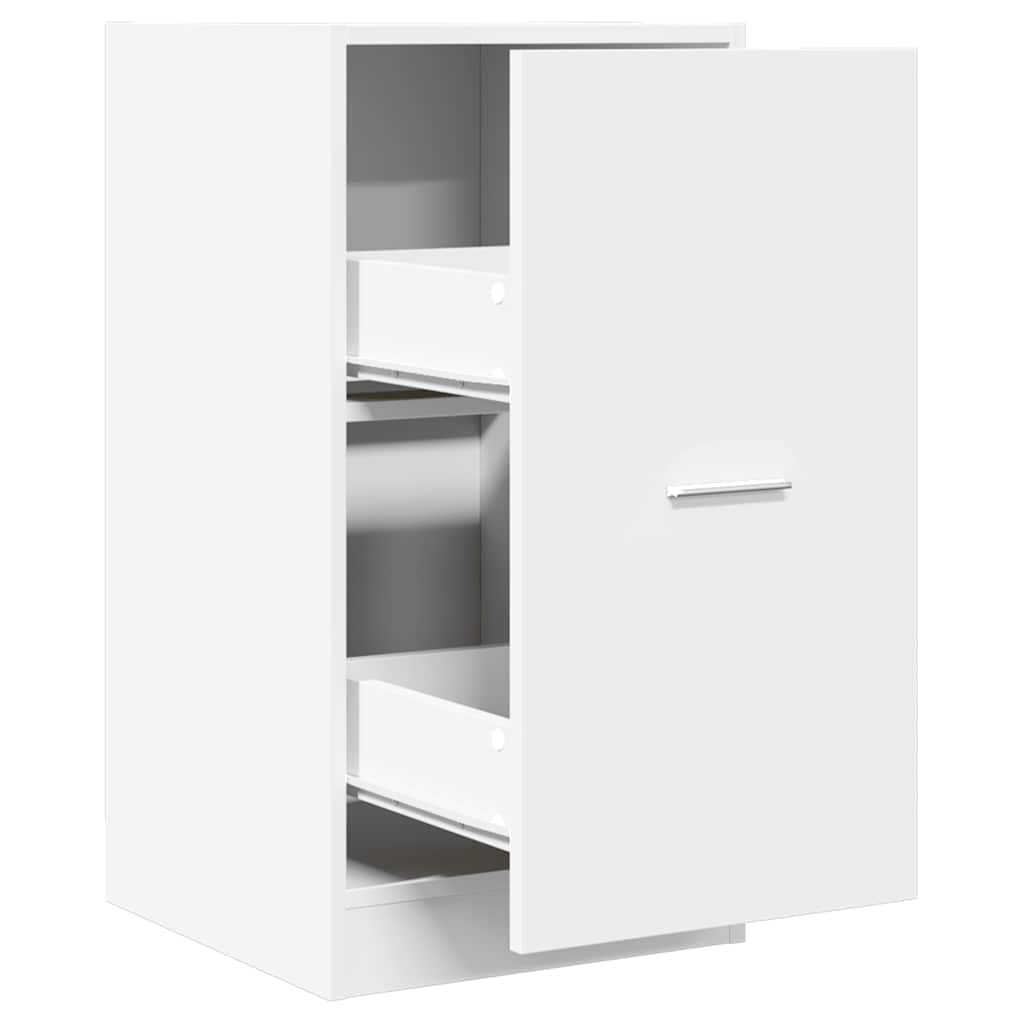 Armadietto da farmacista, bianco, 40 x 41 x 77,5 cm, in legno, moderno, con 2 cassetti e guide in metallo, versatile armadio da cucina e ufficio