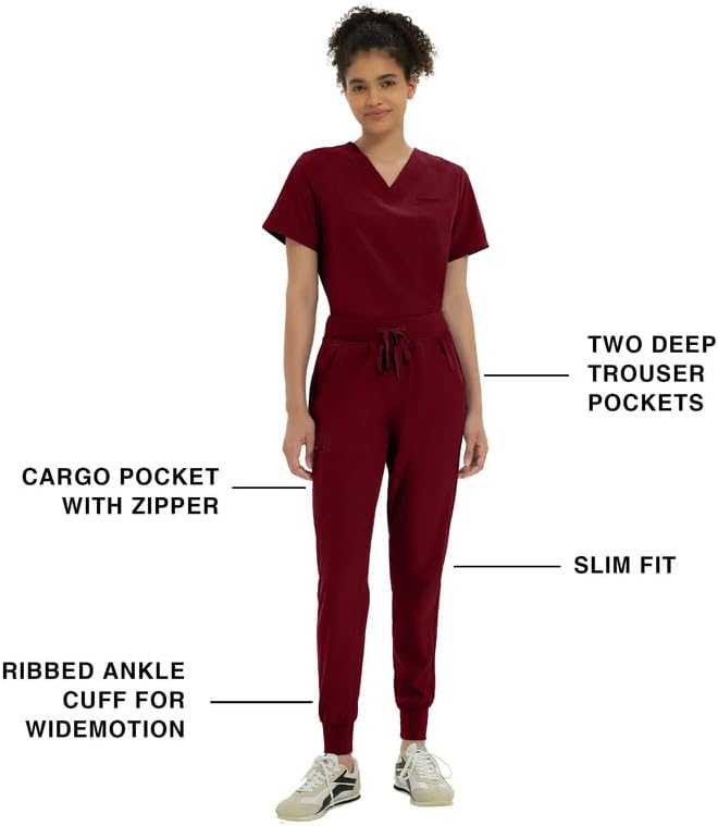 Kitmaz Medical Scrub Pants for Women-Mid Rise Jogger Pants with Yoga Waistband, 4-Way Stretch, Anti-Wrinkle & 5 Pockets - Image 3