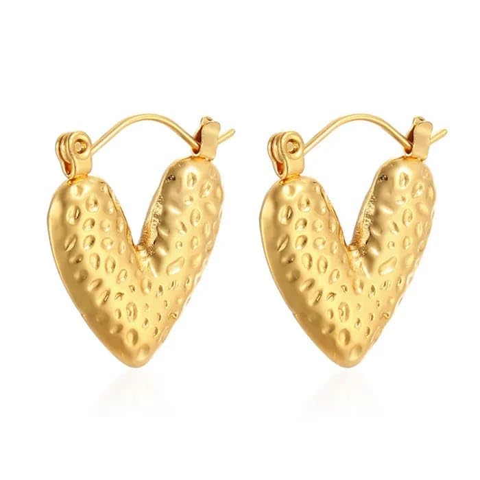Krystalz Latest Chunky Hoop Earrings For Women & Girls | Stainless Steel Heart Dangle Hoop Earring | Stylish Scratchy Gold Plated Hoop Earring Fashion Jewellery (B0CZDYGFYY) Amazon Price History, Amazon Price Tracker