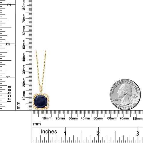 Gem Stone King 3-6 Cttw 18K Yellow Gold Plated Silver 10MM Cushion Gemstone Birthstone Pendant Necklace | Halo Necklace For Women | Gold Necklace | With 18 Inch Silver Chain3