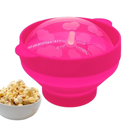 Popper Popcorn Bowl - Ciotola per popcorn ad aria calda, in silicone, adatta al microonde, contenitore pieghevole per popcorn con coperchio per fiori, comodo contenitore per la preparazione di popcorn