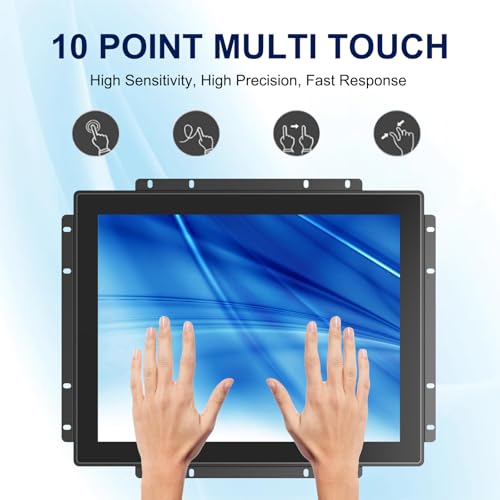Image of 1024x800 Industrial Touch Display with 10-Point Multi-Touch,15 Inch Open Frame Touch Screen Monitor, 10-Point Metal Housing HD-MI VGA Input for Industrial Automation Control