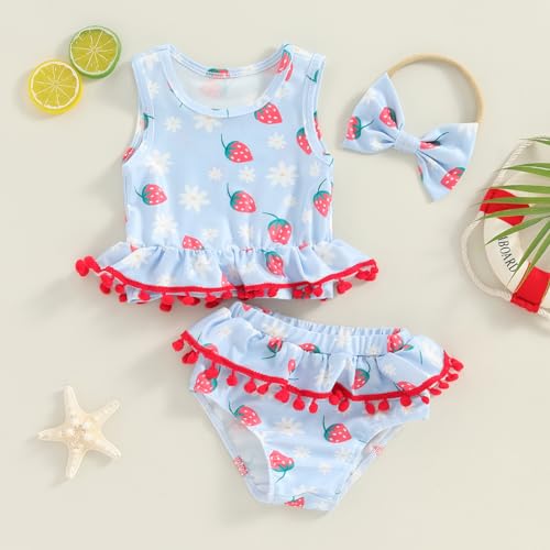 Lucikamy ASDF-ASQTIXCTNGD-QA4 Toddler Baby Girl Two Piece Swimsuit Bikini Set Sleeveless Floral Print Tankini Bathing Suit Beach Swimwear thumb #2