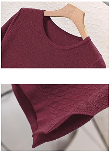 Image of Womens Short Sleeve Sweaters Tops Summer Thin Pullover Cotton Knit Shirt Crew Neck Lightweight Pointelle Blouse