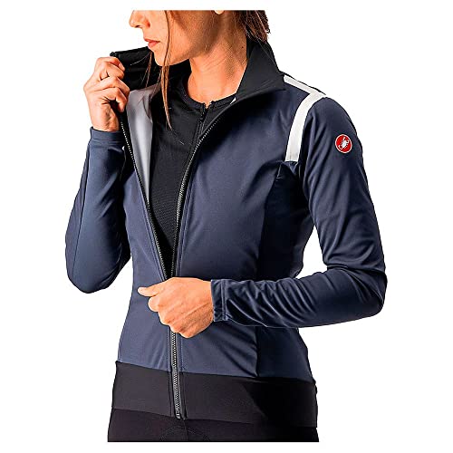 CASTELLI Alpha Ros 2W-Chaqueta Ligera, Azul, Rosado (Dark Steel Blue/Soft Pink), S para Mujer