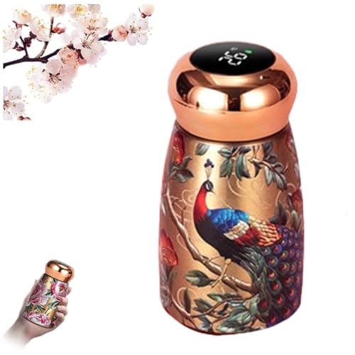 Stylish & Portable Insulated Water Bottle with Temperature Display, 230ml Portable Insulated Stainless Steel Water Bottle, Flask Hot Cold Drinks Container for Gym, Hiking, Office (C)