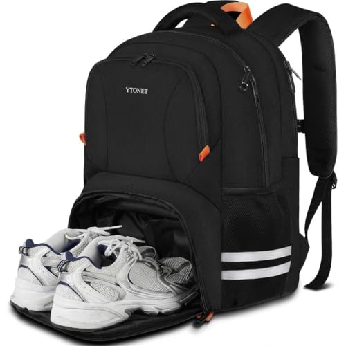 Ytonet Gym Backpack For Men Women, Travel Sports Track Bag With Shoe Compartment, Large Workout Laptop Backpack Water Resistant College Bag Fit 15.6 Inch, Camping, Black by Ytonet - Used condition - US$29.10
