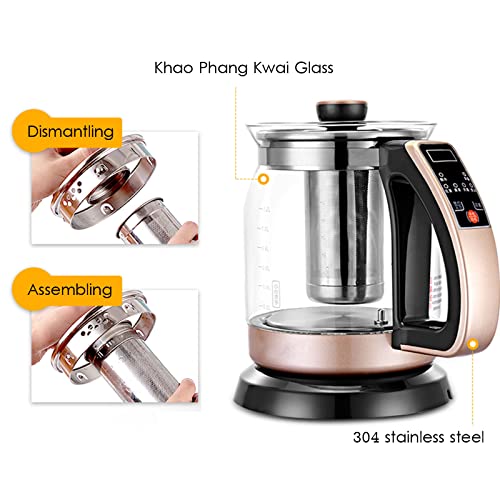 Hokcus Chaleira elétrica de vidro borossilicato de fervura rápida, luz indicadora de LED, função man