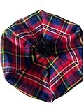 Traditional Scottish Tartan Plaid Tam O' Shanter Hat, Wool Blend Highland Bonnet with Pom Pom, Celtic Heritage...