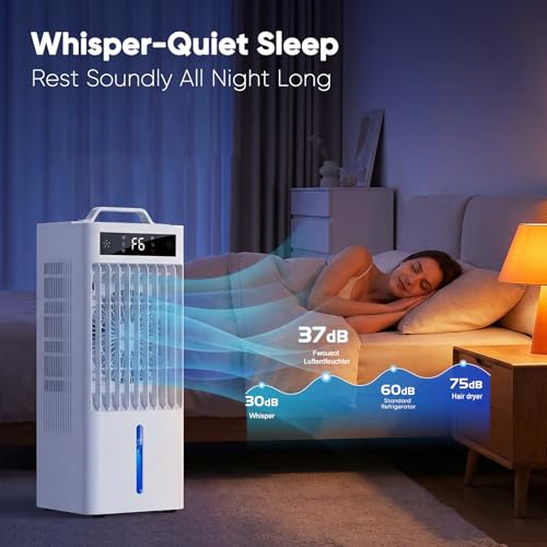 Portable Air Conditioners Fan, Windowless Evaporative Air Cooler 2 Modes & 6 Speeds, 12H Timer for Smart Auto-off, 3-Gals Tank for 20H Cooling,16FT Remote,No Hose Needed,38db Swamp Cooler by Ashihoti Official - Image 4