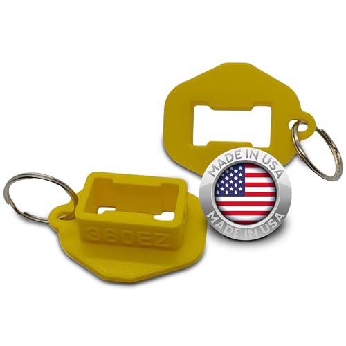 EZMAGLOADER Magazine Loader for The Smith & Wesson M&P 380 Shield EZ - Easy Pain Free Loading - Comfortable Grip - Speed Loader Accessories - Large Flanges for Thumb Relief - 2 Pack - Yellow