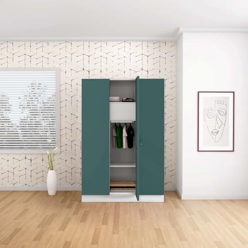Image of Interio by Godrej Slimline 3 Door Steel Almirah with Locker & Drawer in Textured Sea Pine