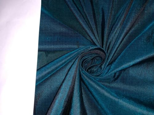 Tissu pure soie dupioni bleu et noir bicolore haut de gamme pour haute couture