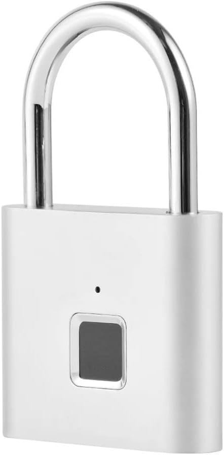 Smart Home Fingerprint Lock Fingerprint Padlock Door Lock Waterproof Keyless USB Rechargeable House Locker(Silver)