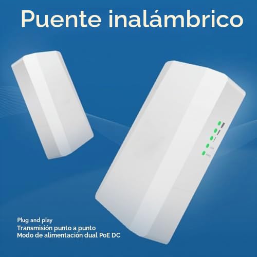 Puente WiFi, Puente Inalámbrico 2,4G 300Mbps, Kit WiFi CPE para Exteriores Acceso de Largo Alcance Punto a Punto de 500 M Puente de Internet con Antena de Alta Ganancia de